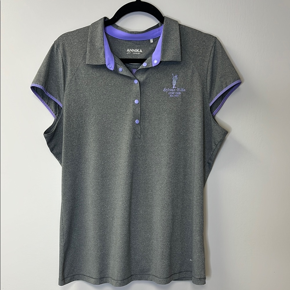 Cutter & Buck Gray and Purple Relaxed Polo Top
